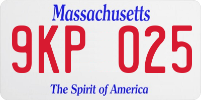MA license plate 9KP025