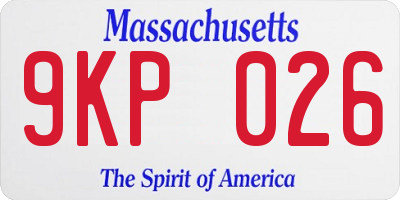 MA license plate 9KP026