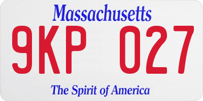 MA license plate 9KP027