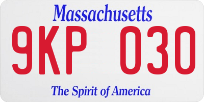 MA license plate 9KP030