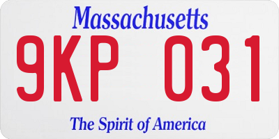 MA license plate 9KP031