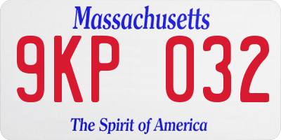 MA license plate 9KP032
