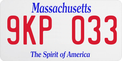 MA license plate 9KP033