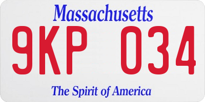 MA license plate 9KP034