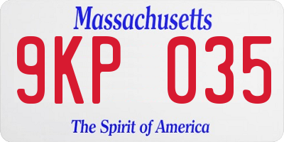 MA license plate 9KP035