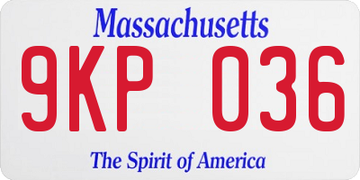 MA license plate 9KP036
