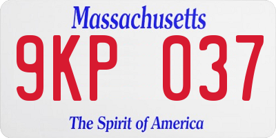 MA license plate 9KP037