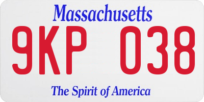 MA license plate 9KP038