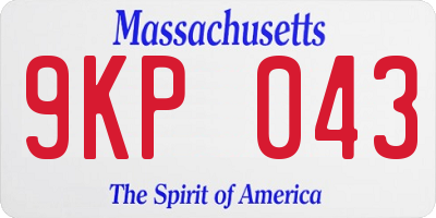MA license plate 9KP043