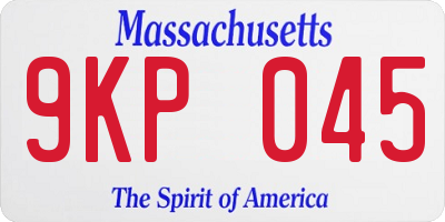 MA license plate 9KP045