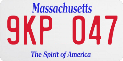 MA license plate 9KP047