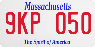 MA license plate 9KP050