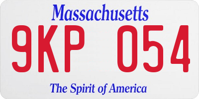 MA license plate 9KP054