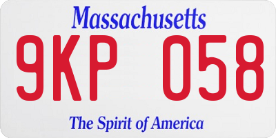 MA license plate 9KP058