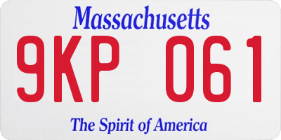 MA license plate 9KP061