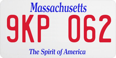 MA license plate 9KP062