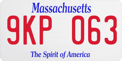 MA license plate 9KP063