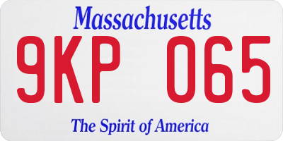 MA license plate 9KP065