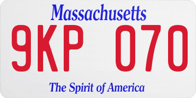 MA license plate 9KP070