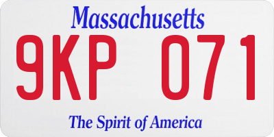 MA license plate 9KP071