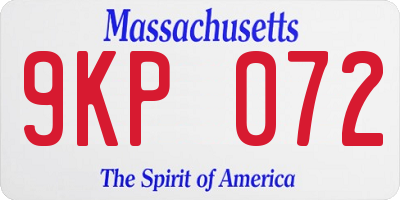 MA license plate 9KP072