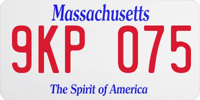 MA license plate 9KP075