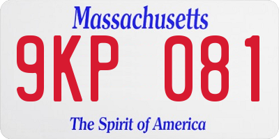 MA license plate 9KP081