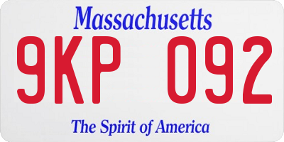 MA license plate 9KP092