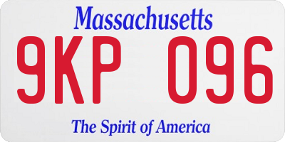 MA license plate 9KP096