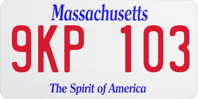 MA license plate 9KP103