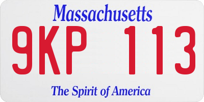 MA license plate 9KP113