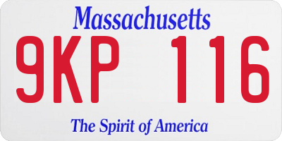 MA license plate 9KP116