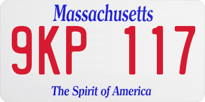 MA license plate 9KP117