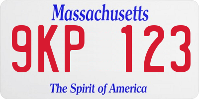 MA license plate 9KP123