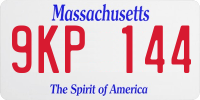 MA license plate 9KP144