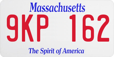 MA license plate 9KP162