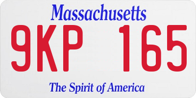 MA license plate 9KP165