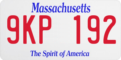 MA license plate 9KP192