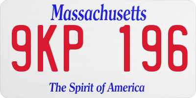 MA license plate 9KP196