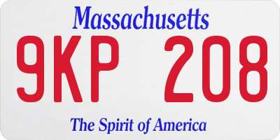 MA license plate 9KP208