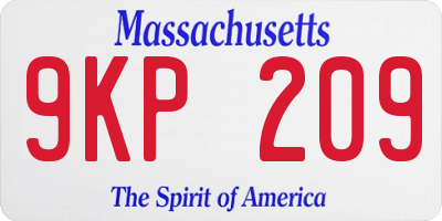 MA license plate 9KP209