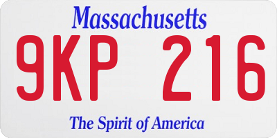 MA license plate 9KP216