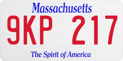 MA license plate 9KP217