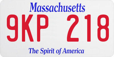 MA license plate 9KP218