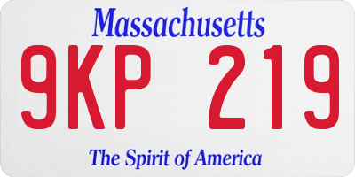MA license plate 9KP219