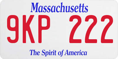 MA license plate 9KP222