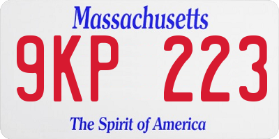 MA license plate 9KP223