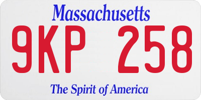 MA license plate 9KP258