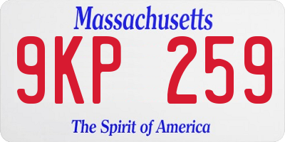 MA license plate 9KP259