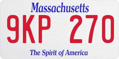 MA license plate 9KP270